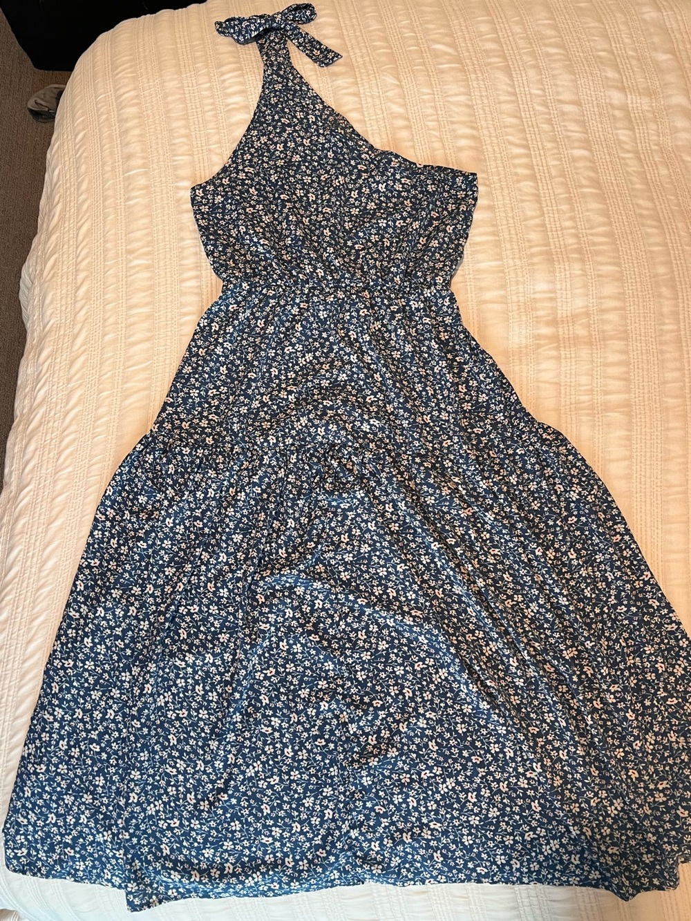 SHEIN Blue Floral One-Shoulder Maxi Dress